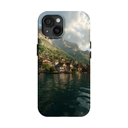 Swiss Alpine Village Lake Mountain Landscape