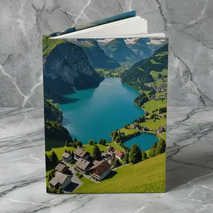 Swiss Alpine Lake Village Mountain Landscape