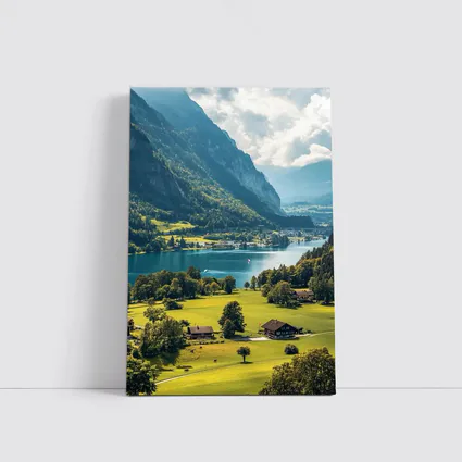 Alpine Lake Valley Green Mountains Switzerland