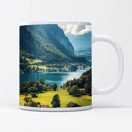 Alpine Lake Valley Green Mountains Switzerland