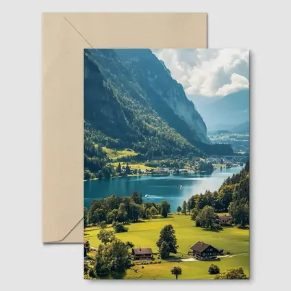 Alpine Lake Valley Green Mountains Switzerland