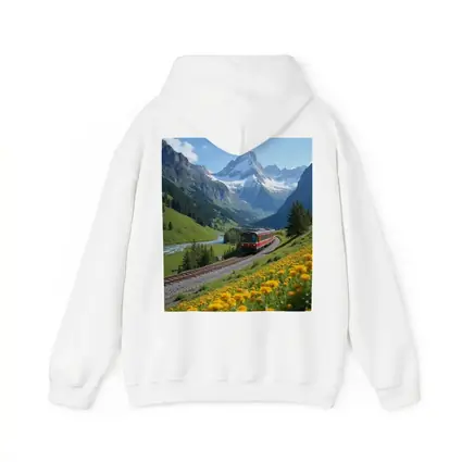 Red Train Swiss Alps Yellow Wildflowers Valley