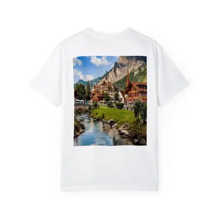 Swiss Alpine Village Stream Mountains Scenic View