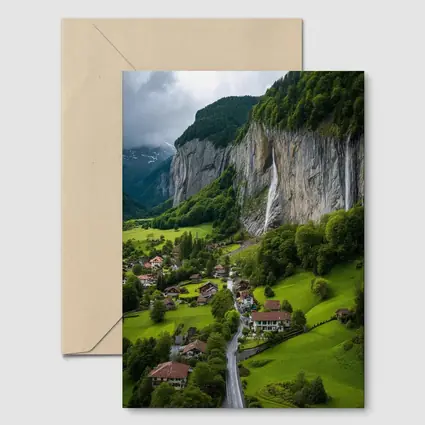 Lauterbrunnen Valley Waterfall Swiss Alpine Village