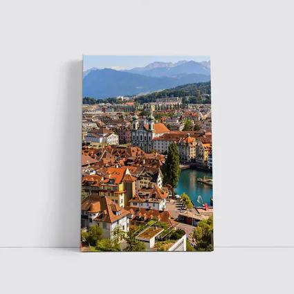 Lucerne Old Town Aerial View Alps Switzerland