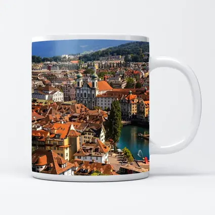 Lucerne Old Town Aerial View Alps Switzerland