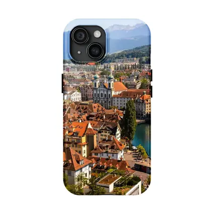 Lucerne Old Town Aerial View Alps Switzerland
