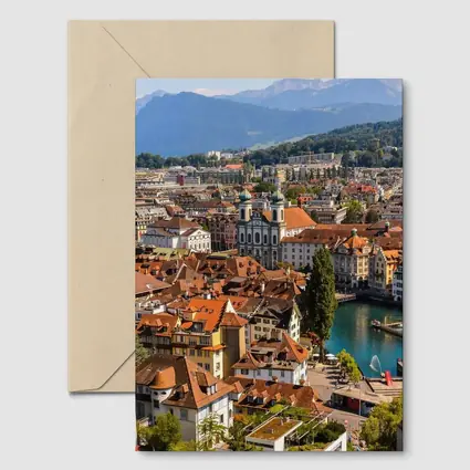 Lucerne Old Town Aerial View Alps Switzerland