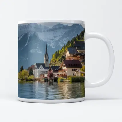 Hallstatt Village Lake Alps Mountain View
