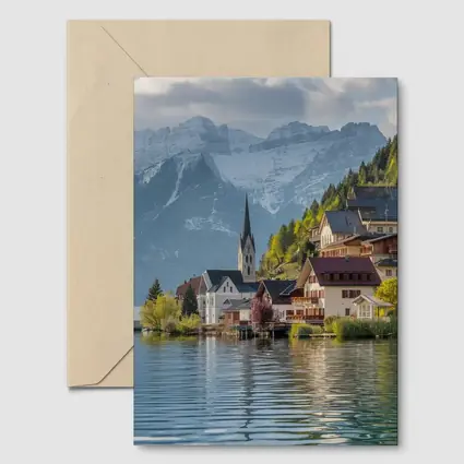 Hallstatt Village Lake Alps Mountain View