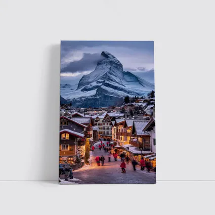 Matterhorn Peak Over Zermatt Winter Village