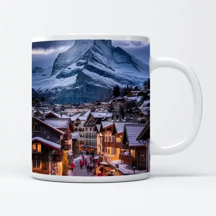 Matterhorn Peak Over Zermatt Winter Village