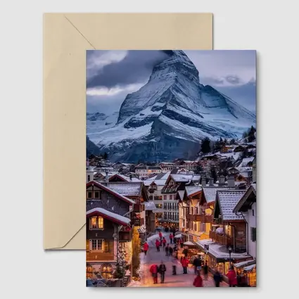 Matterhorn Peak Over Zermatt Winter Village