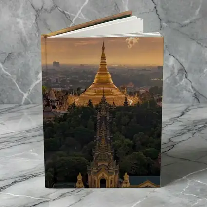 Shwedagon Pagoda Golden Sunset Aerial View