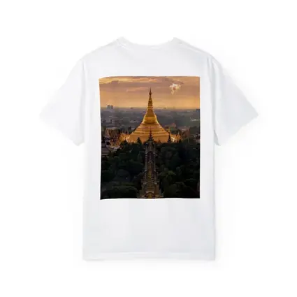 Shwedagon Pagoda Golden Sunset Aerial View