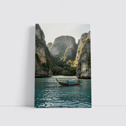 Longtail Boat Thailand Turquoise Bay Cliffs