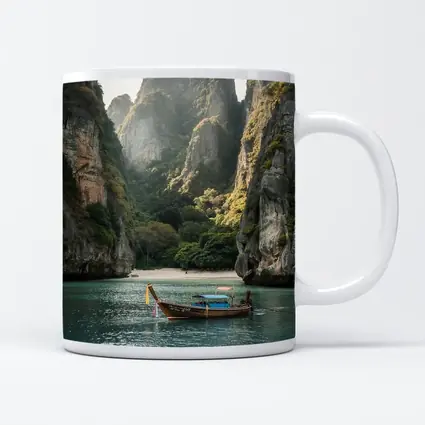 Longtail Boat Thailand Turquoise Bay Cliffs
