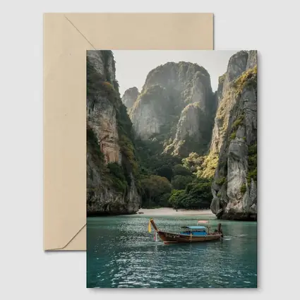 Longtail Boat Thailand Turquoise Bay Cliffs