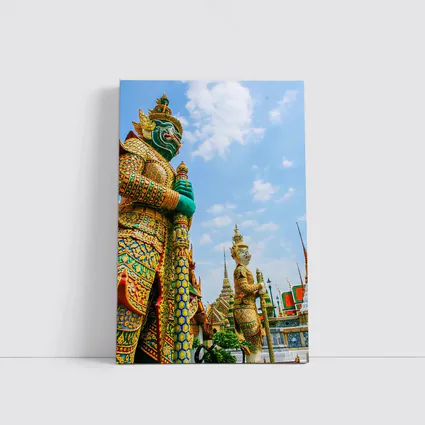 Thai Temple Guardian Statues Blue Sky