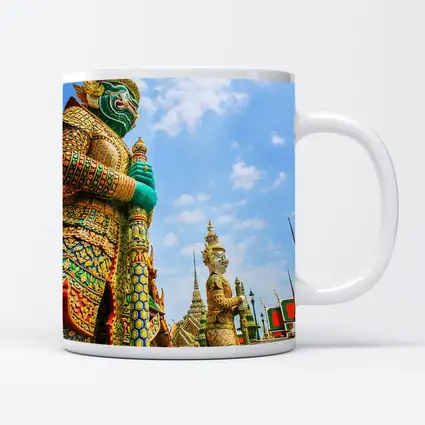 Thai Temple Guardian Statues Blue Sky