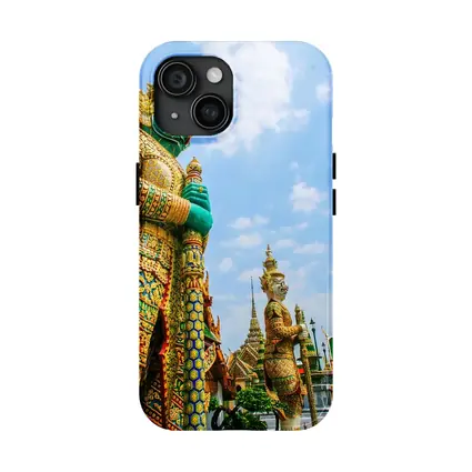 Thai Temple Guardian Statues Blue Sky