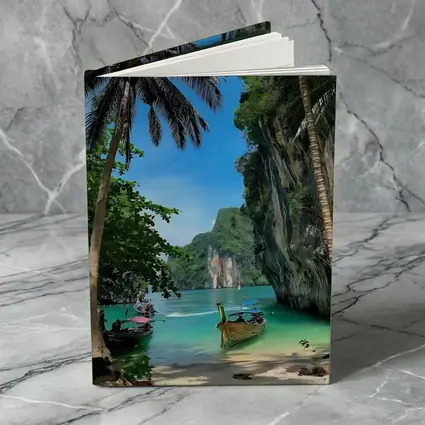 Thailand Longtail Boats Turquoise Bay Cliffs