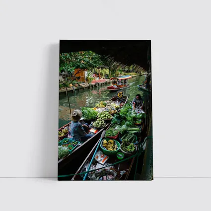 Thai Floating Market Canal Boats Vendors