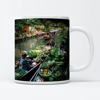 Thai Floating Market Canal Boats Vendors