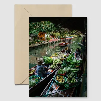 Thai Floating Market Canal Boats Vendors