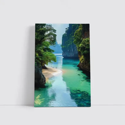 Tropical Beach Cove Turquoise Water Limestone Cliffs