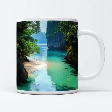 Tropical Beach Cove Turquoise Water Limestone Cliffs