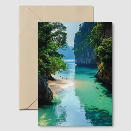 Tropical Beach Cove Turquoise Water Limestone Cliffs