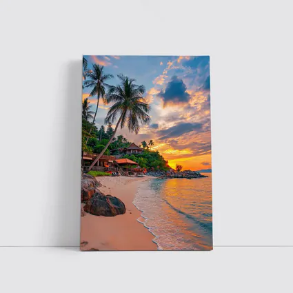 Tropical Beach Sunset Palm Trees Resort