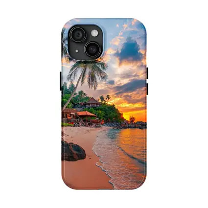 Tropical Beach Sunset Palm Trees Resort