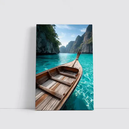 Wooden Longtail Boat Turquoise Thailand Lagoon