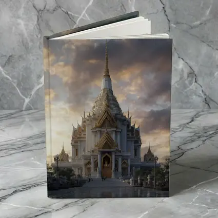White Gold Thai Temple Dramatic Cloudy Sky