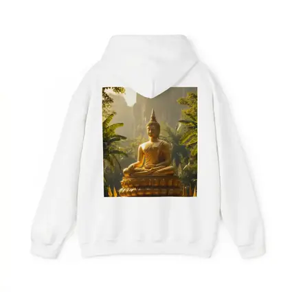 Golden Buddha Statue Tropical Forest Mountains