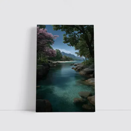 Tropical River Clear Water Mountain Background