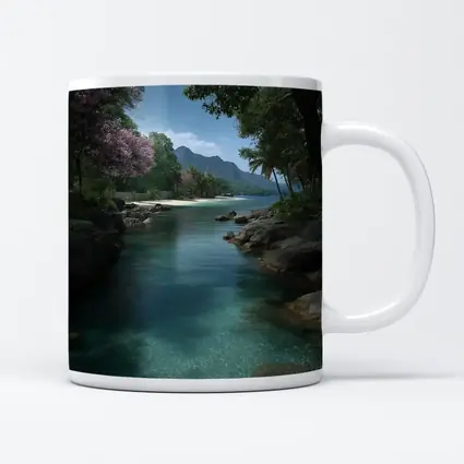 Tropical River Clear Water Mountain Background