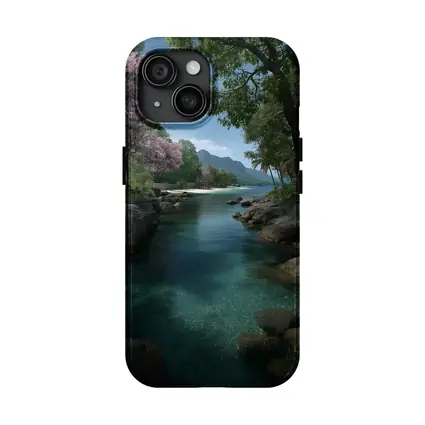 Tropical River Clear Water Mountain Background