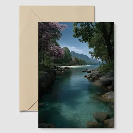Tropical River Clear Water Mountain Background