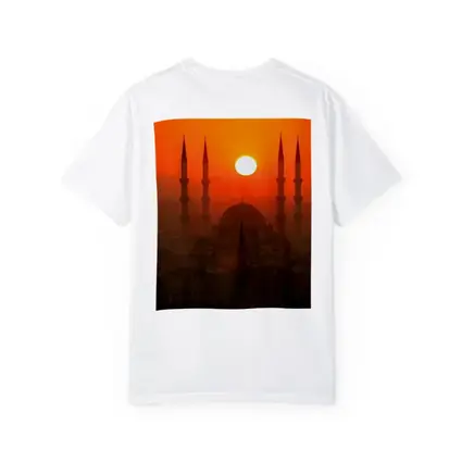 Istanbul Mosque Silhouette Fiery Sunset Sky