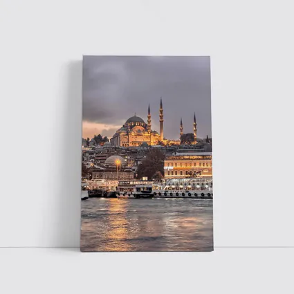 Istanbul Suleymaniye Mosque Golden Dusk Waterfront