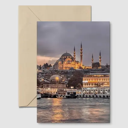 Istanbul Suleymaniye Mosque Golden Dusk Waterfront
