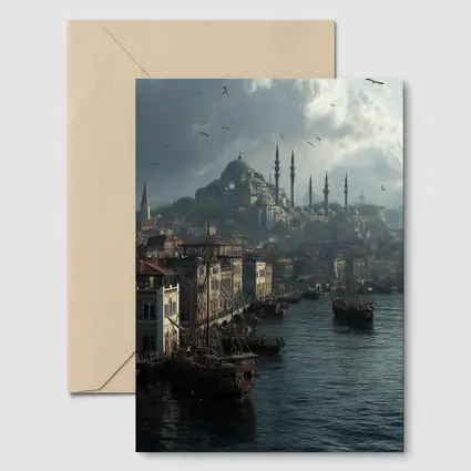 Istanbul Turkey Historic Waterfront Mosque Skyline
