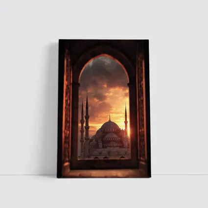 Blue Mosque Istanbul Sunset Arched Window View