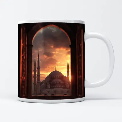 Blue Mosque Istanbul Sunset Arched Window View