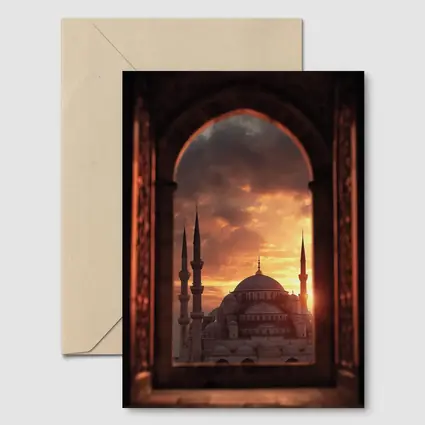 Blue Mosque Istanbul Sunset Arched Window View