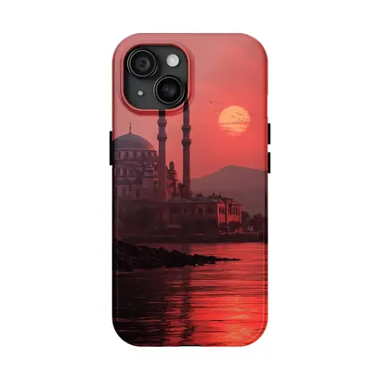 Istanbul Mosque Red Sunset Waterfront View