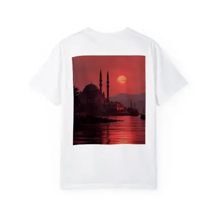 Istanbul Mosque Red Sunset Waterfront View